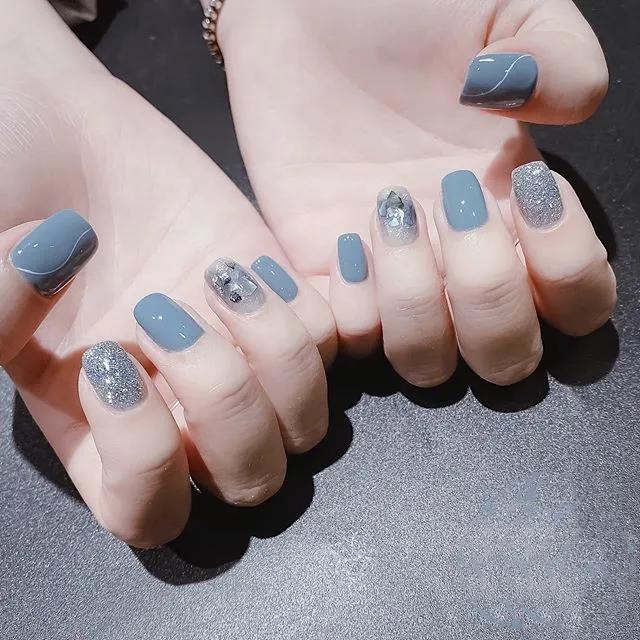 50款藍(lán)色系美甲，也是治愈系列