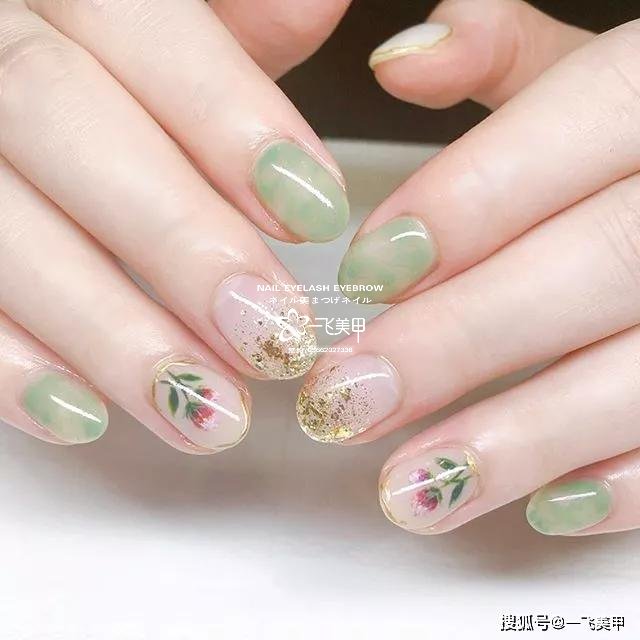 清新自然的大氣綠色系美甲推薦