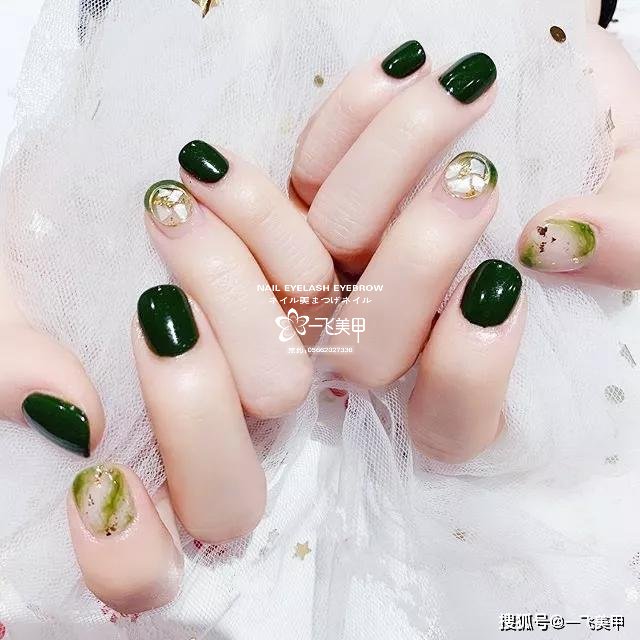 清新自然的大氣綠色系美甲推薦