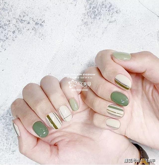 清新自然的大氣綠色系美甲推薦