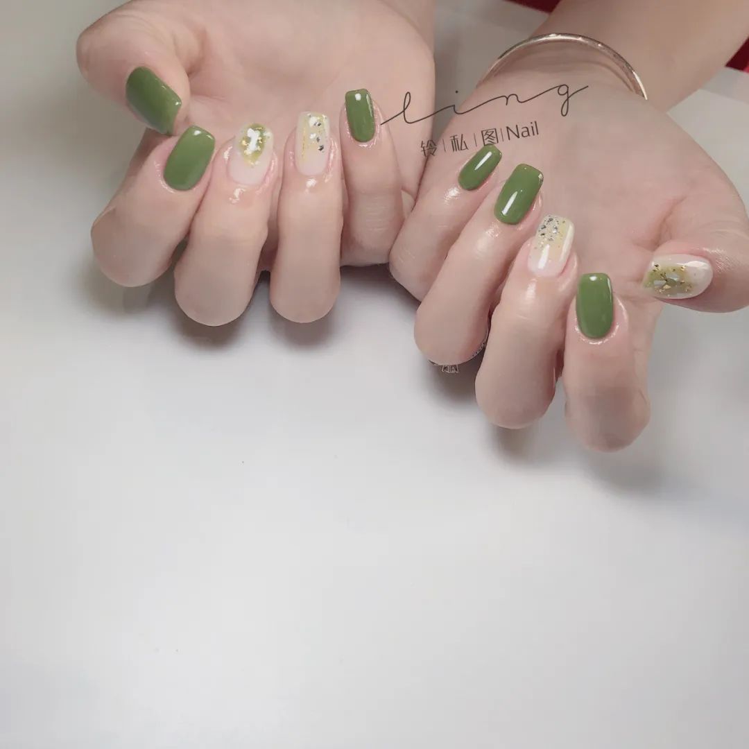 讓人上癮的抹茶綠美甲，太顯白了