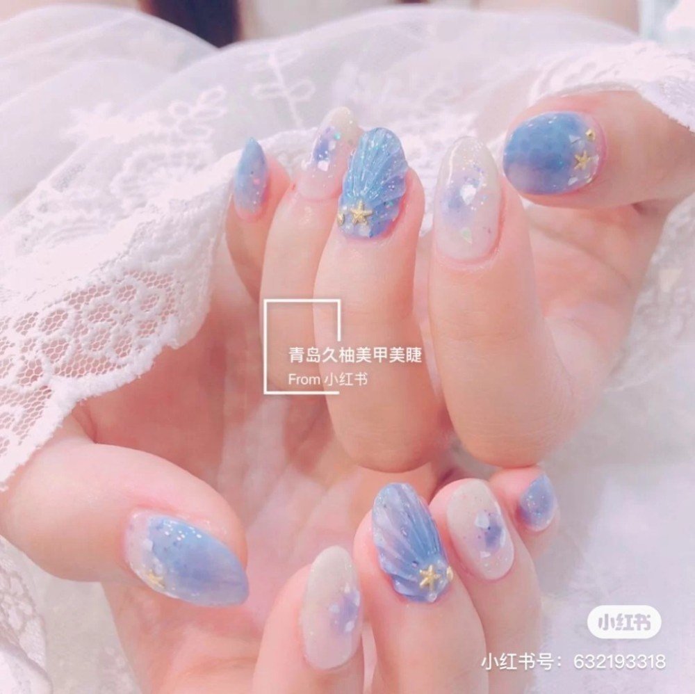 人魚公主唯美指甲！10款超夢(mèng)幻海洋風(fēng)美甲提案！手指上的海洋！插圖(4)