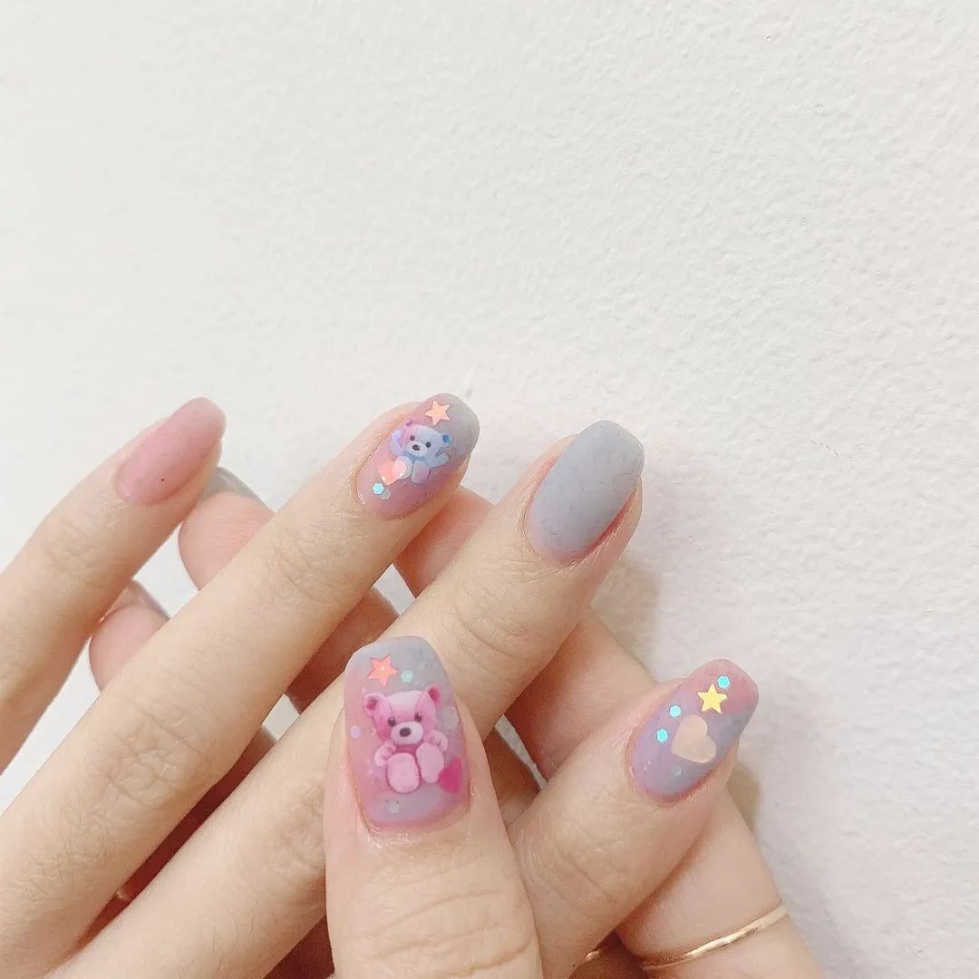 可愛(ài)的韓式小熊美甲！少女心滿滿