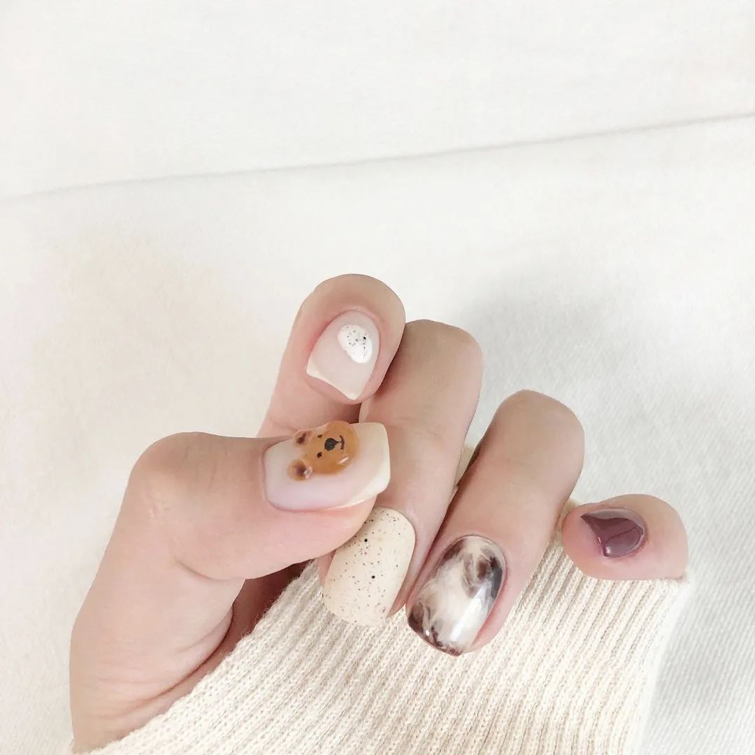 可愛(ài)的韓式小熊美甲！少女心滿滿
