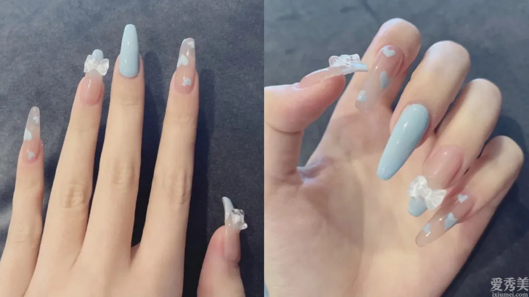 不容易爛大街的蝴蝶結(jié)美甲，顯嫩又柔美，超有夏天的感覺